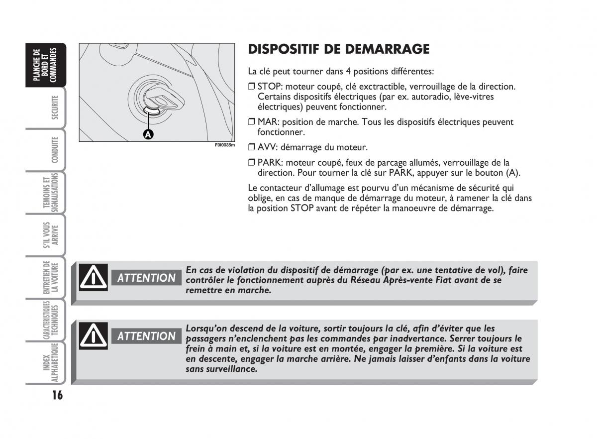 Fiat Punto Classic manuel du proprietaire / page 17