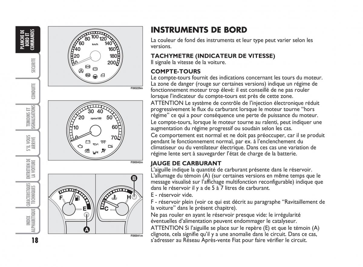 Fiat Punto Classic manuel du proprietaire / page 19