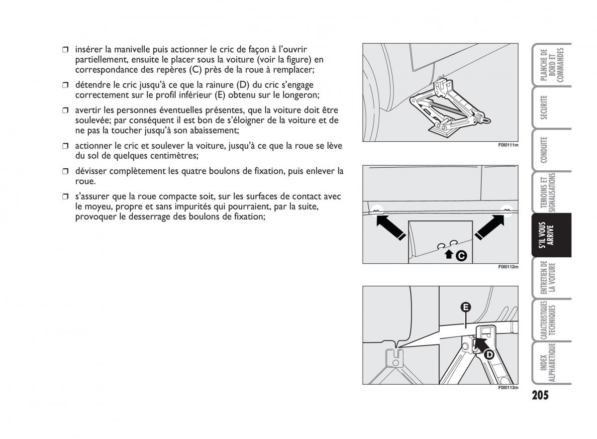 Fiat Punto Classic manuel du proprietaire / page 206