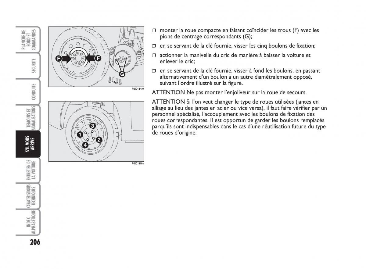 Fiat Punto Classic manuel du proprietaire / page 207