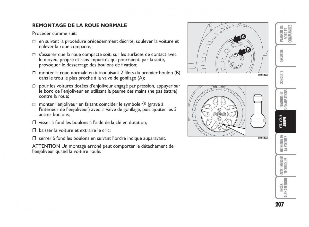 Fiat Punto Classic manuel du proprietaire / page 208