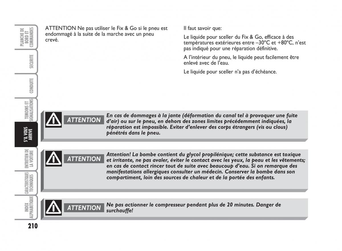 Fiat Punto Classic manuel du proprietaire / page 211