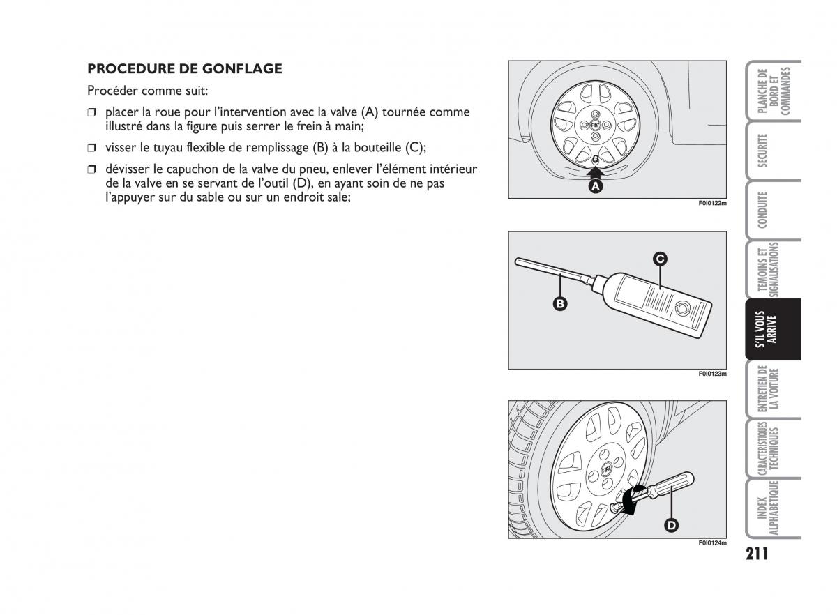 Fiat Punto Classic manuel du proprietaire / page 212