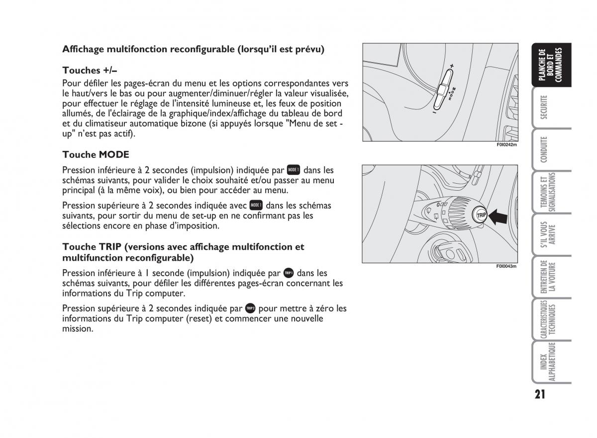 Fiat Punto Classic manuel du proprietaire / page 22