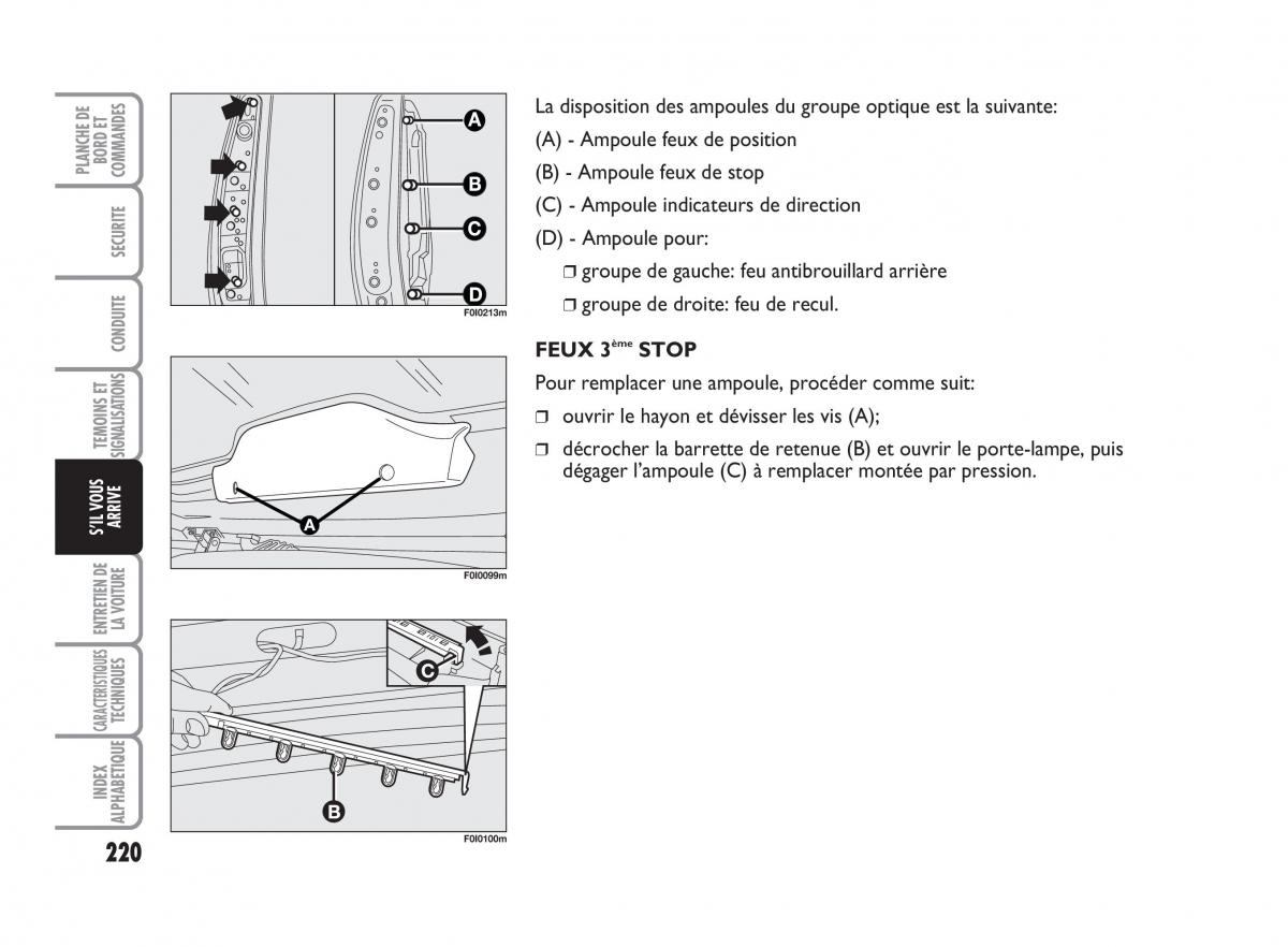 Fiat Punto Classic manuel du proprietaire / page 221