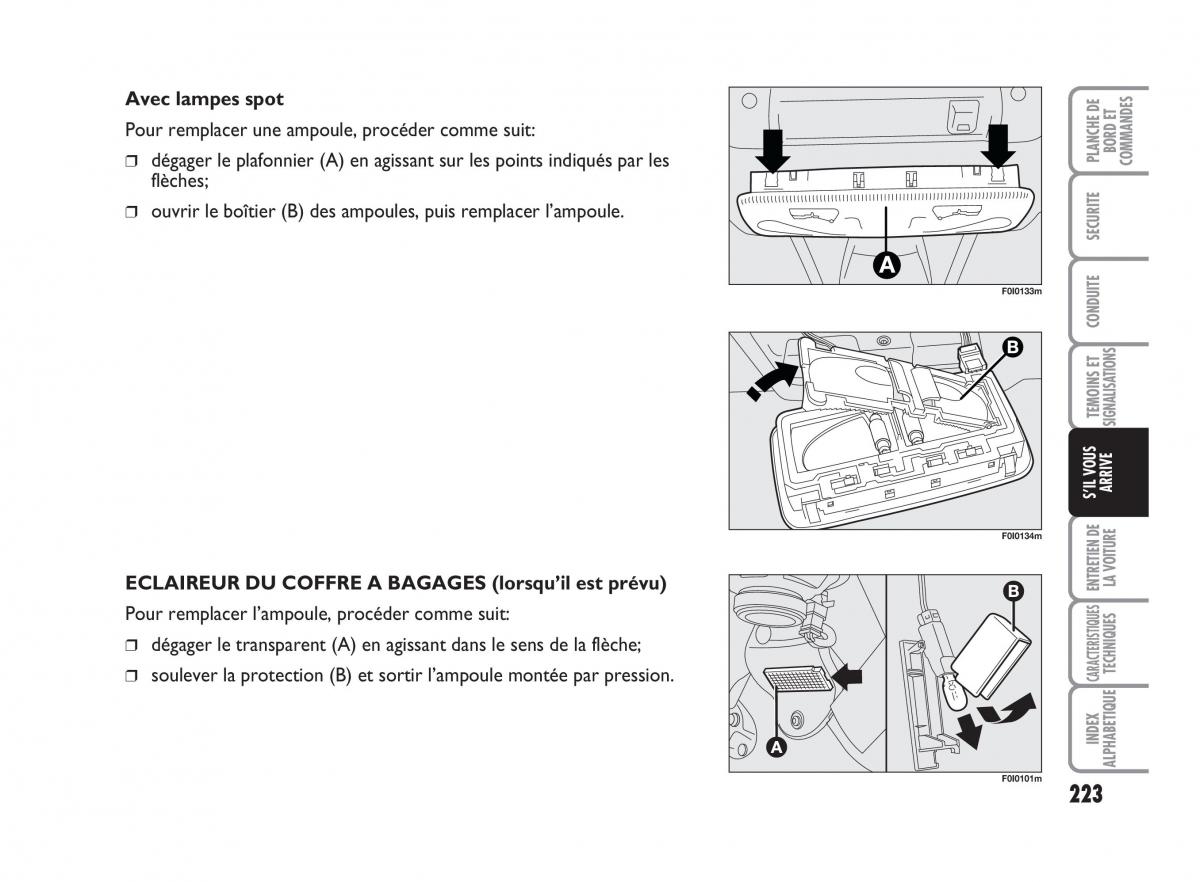 Fiat Punto Classic manuel du proprietaire / page 224