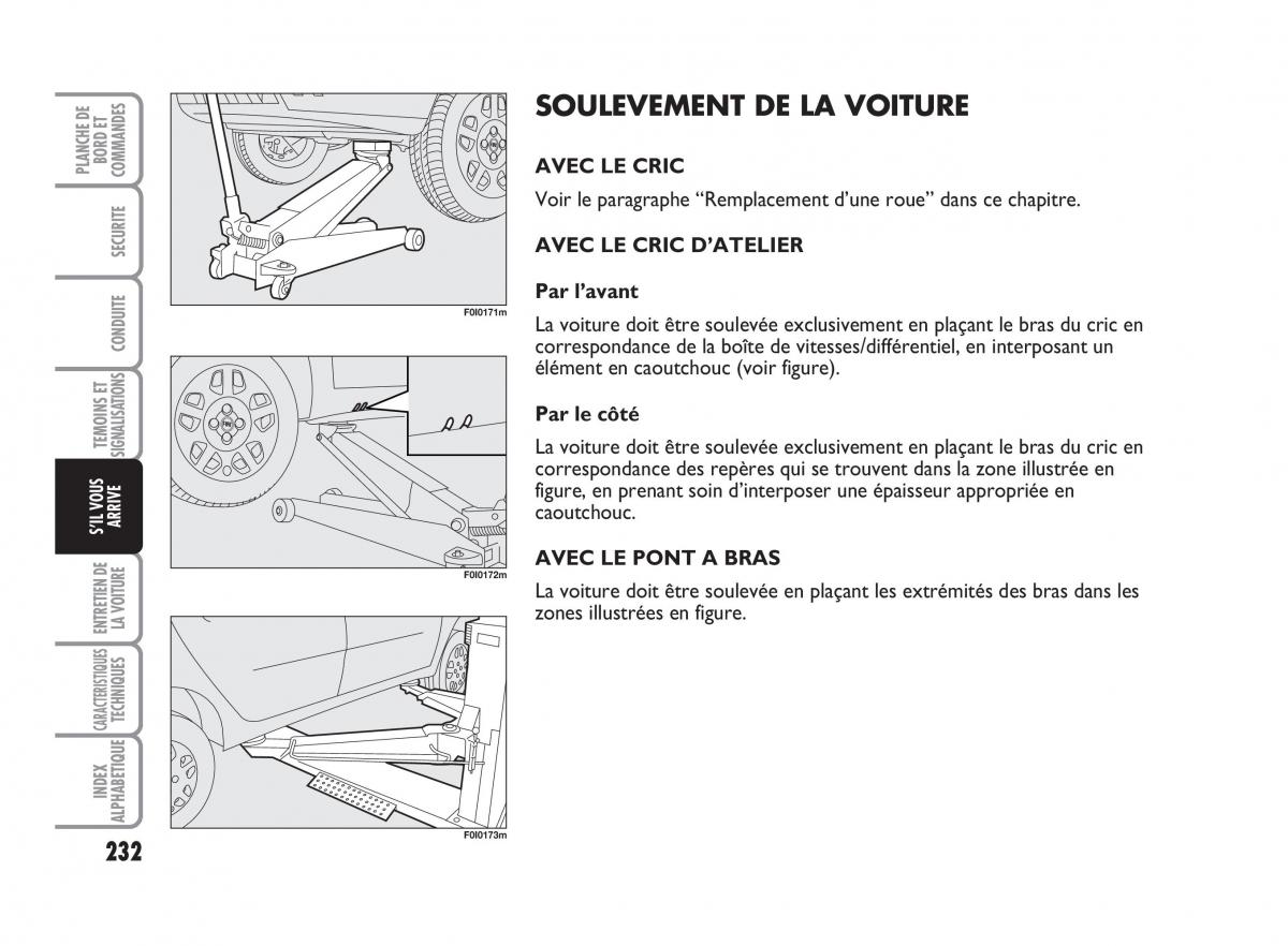 Fiat Punto Classic manuel du proprietaire / page 233