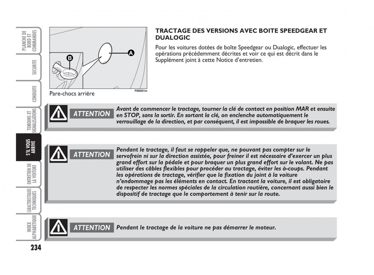 Fiat Punto Classic manuel du proprietaire / page 235