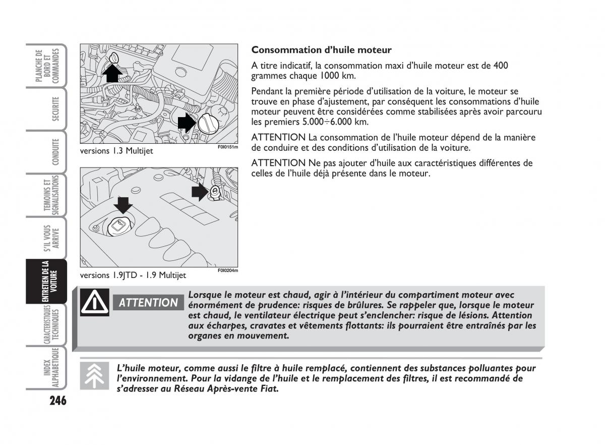 Fiat Punto Classic manuel du proprietaire / page 247