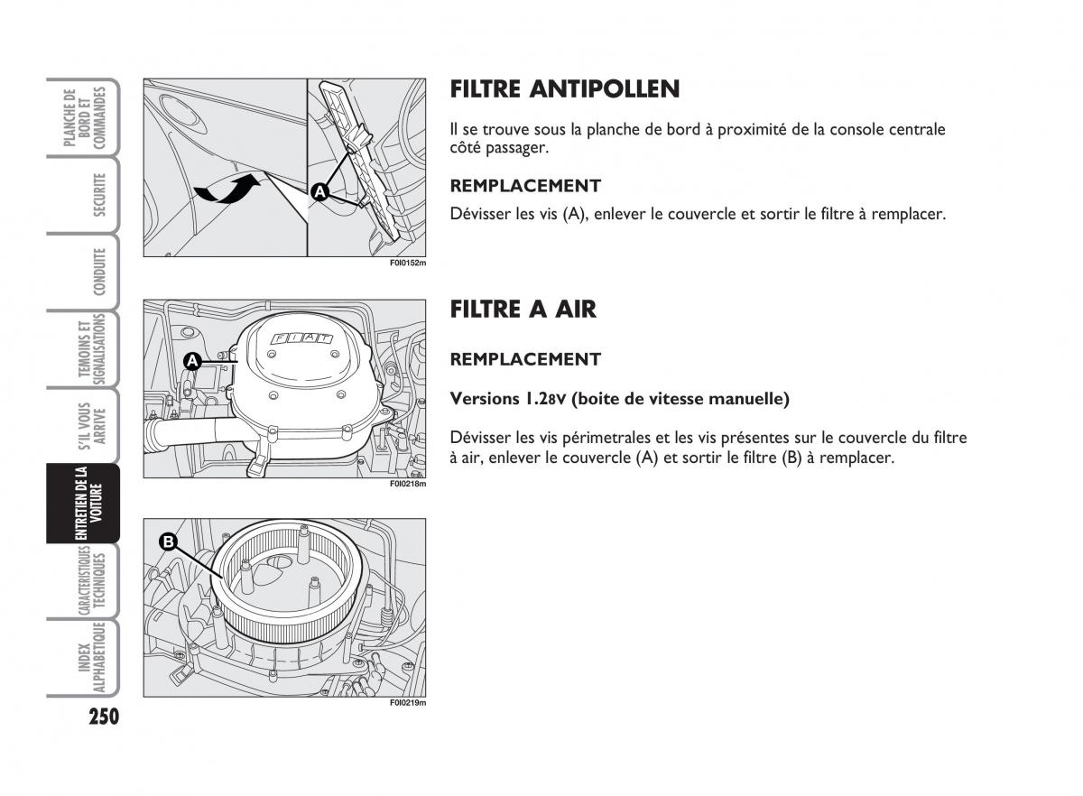 Fiat Punto Classic manuel du proprietaire / page 251