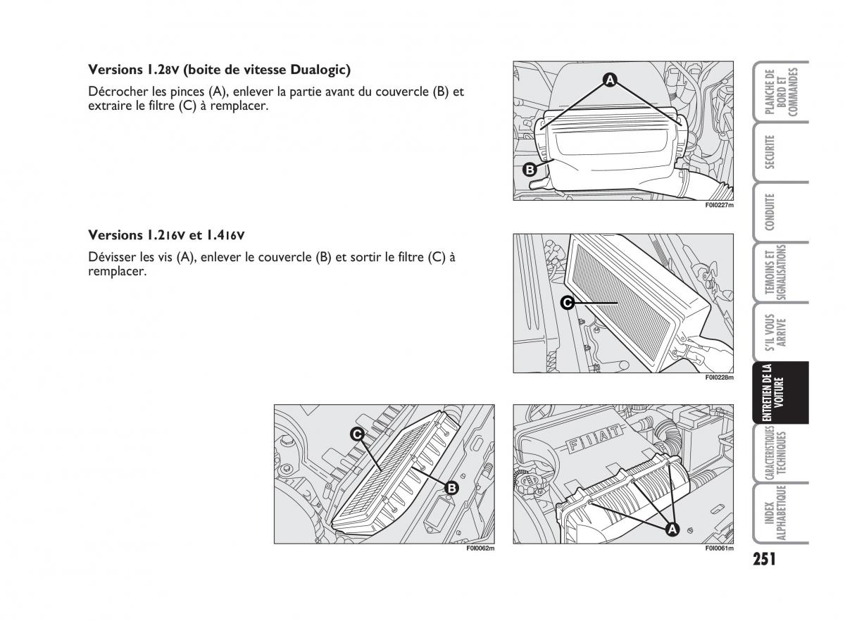 Fiat Punto Classic manuel du proprietaire / page 252