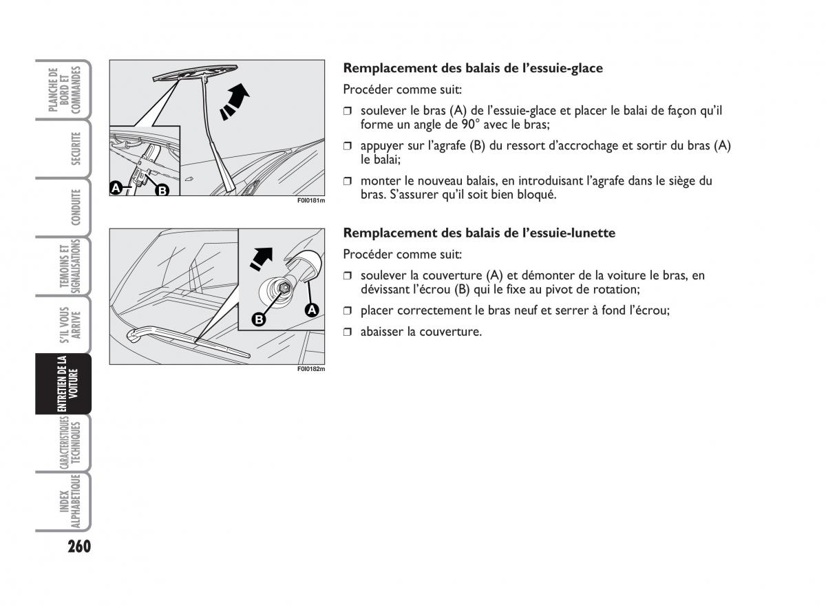 Fiat Punto Classic manuel du proprietaire / page 261