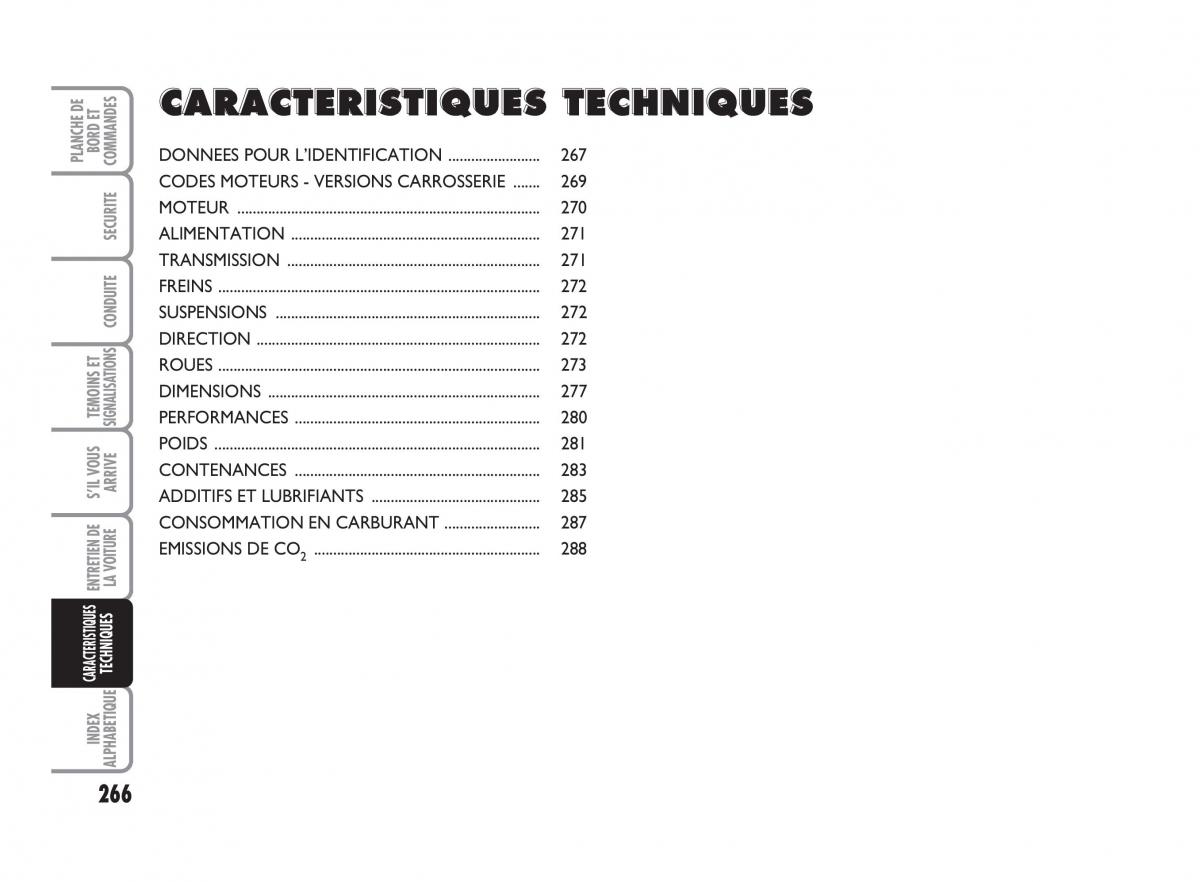 Fiat Punto Classic manuel du proprietaire / page 267