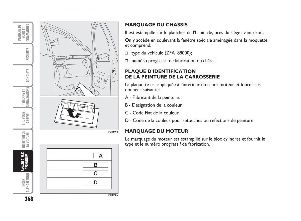 Fiat Punto Classic manuel du proprietaire / page 269