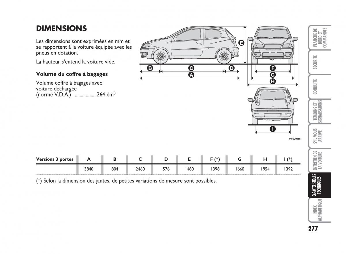 Fiat Punto Classic manuel du proprietaire / page 278