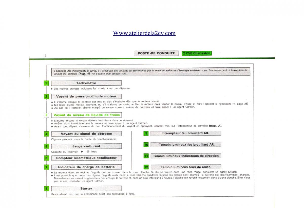 Citroen 2CV manuel du proprietaire / page 12