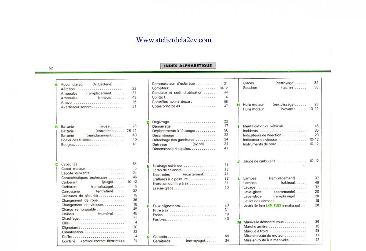 Citroen 2CV manuel du proprietaire / page 52