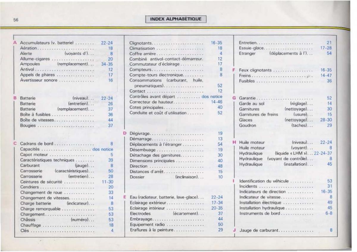 Citroen BX manuel du proprietaire / page 58