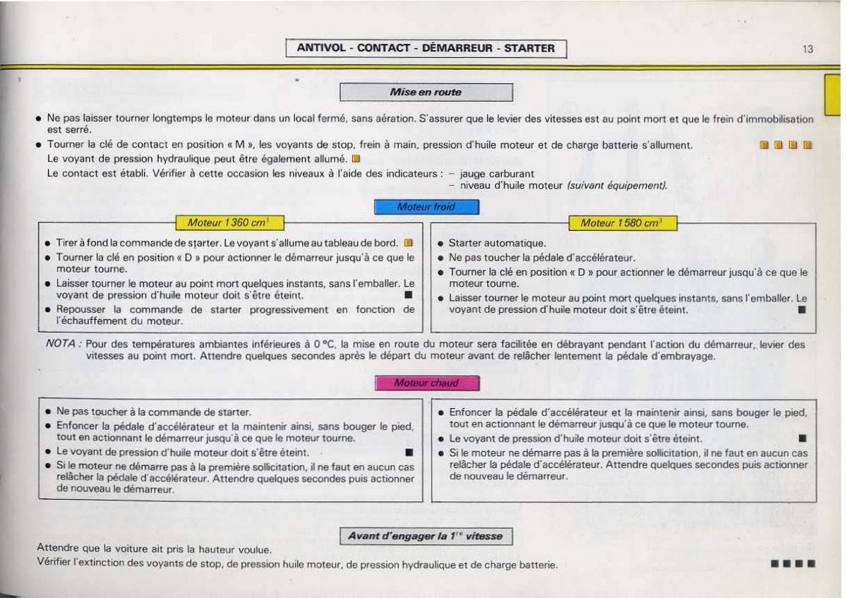 Citroen BX manuel du proprietaire / page 15