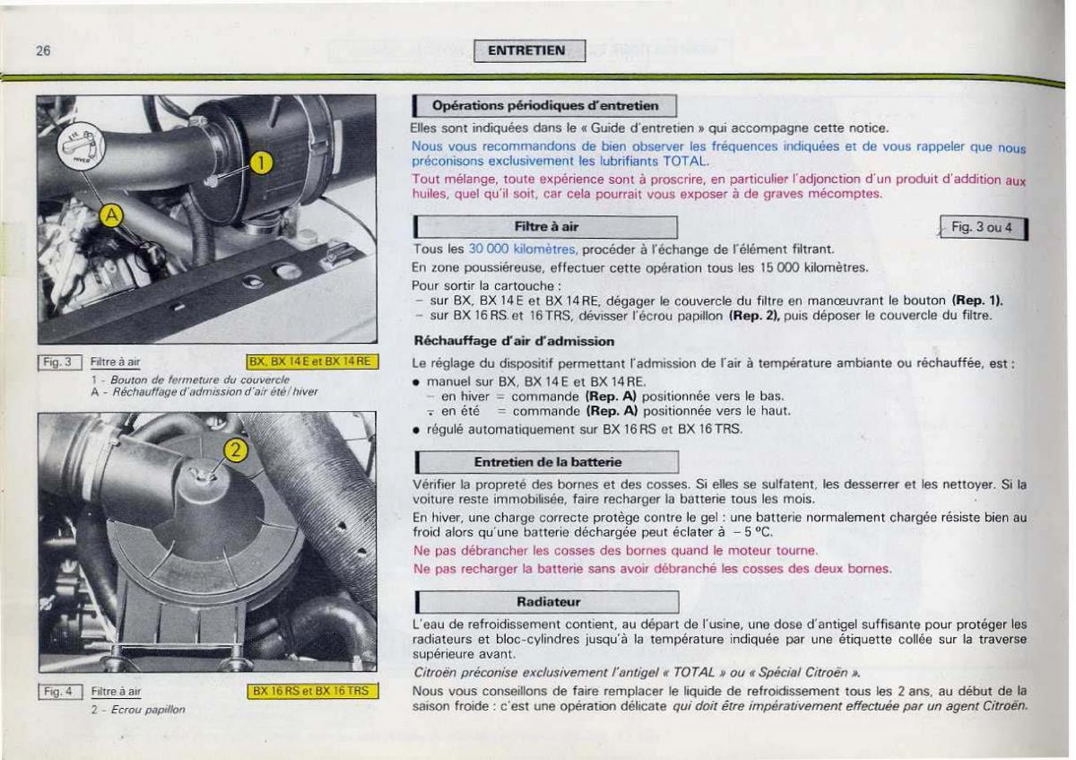 Citroen BX manuel du proprietaire / page 28