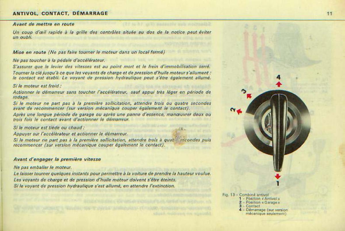 Citroen DS 21 manuel du proprietaire / page 13