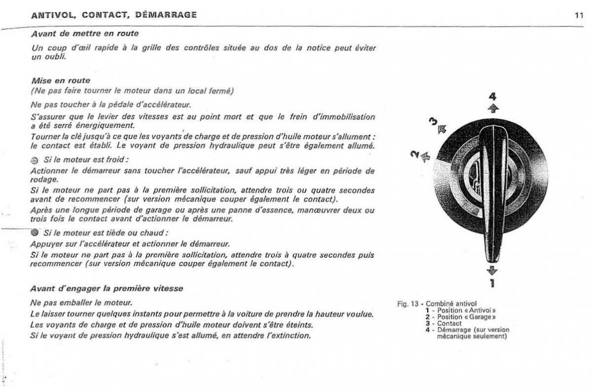 Citroen DS 23 manuel du proprietaire / page 13