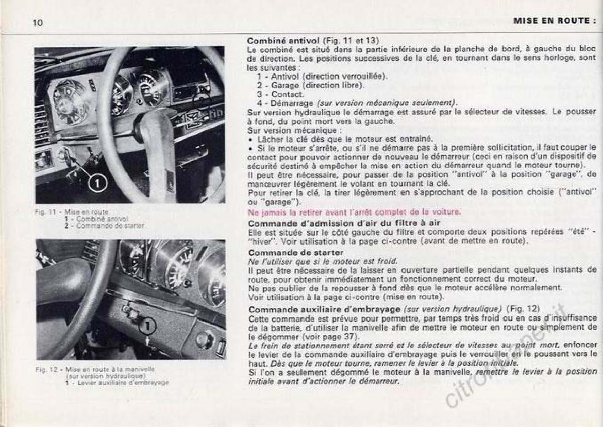 Citroen DS Berline manuel du proprietaire / page 12