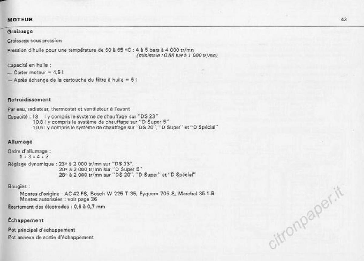 Citroen DS Berline manuel du proprietaire / page 45