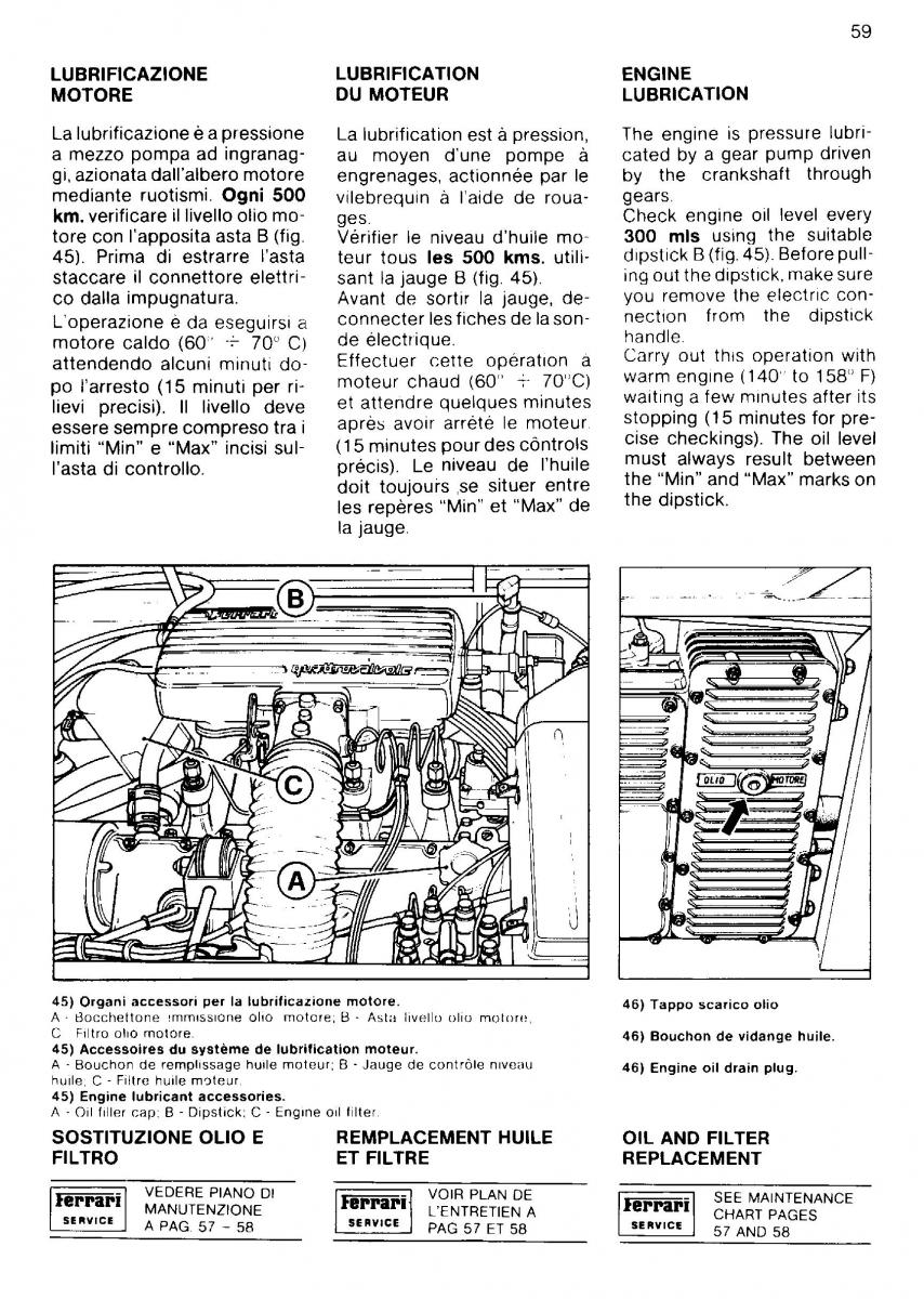 Ferrari Mondial Quattrovalvole manuel du proprietaire / page 58