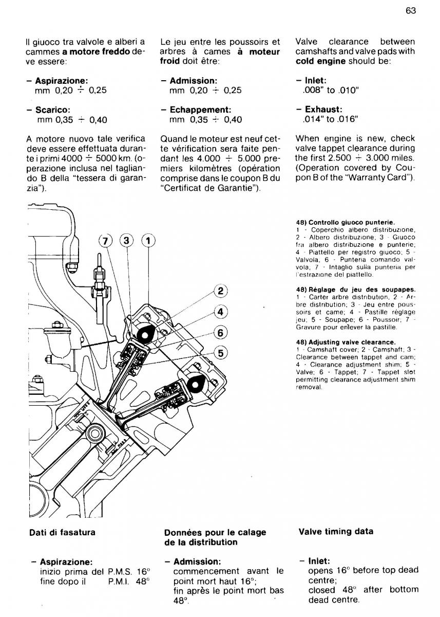 Ferrari Mondial Quattrovalvole manuel du proprietaire / page 62