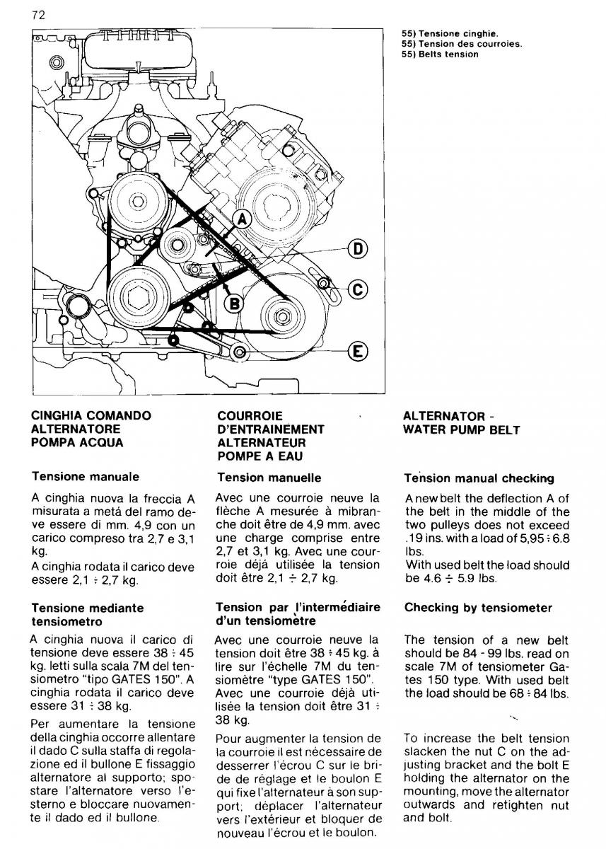 Ferrari Mondial Quattrovalvole manuel du proprietaire / page 71