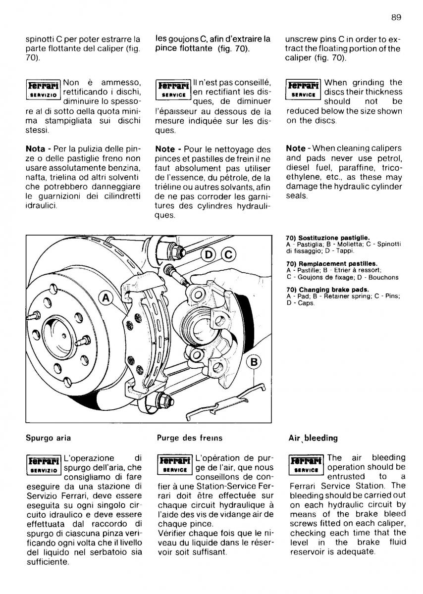 Ferrari Mondial Quattrovalvole manuel du proprietaire / page 88