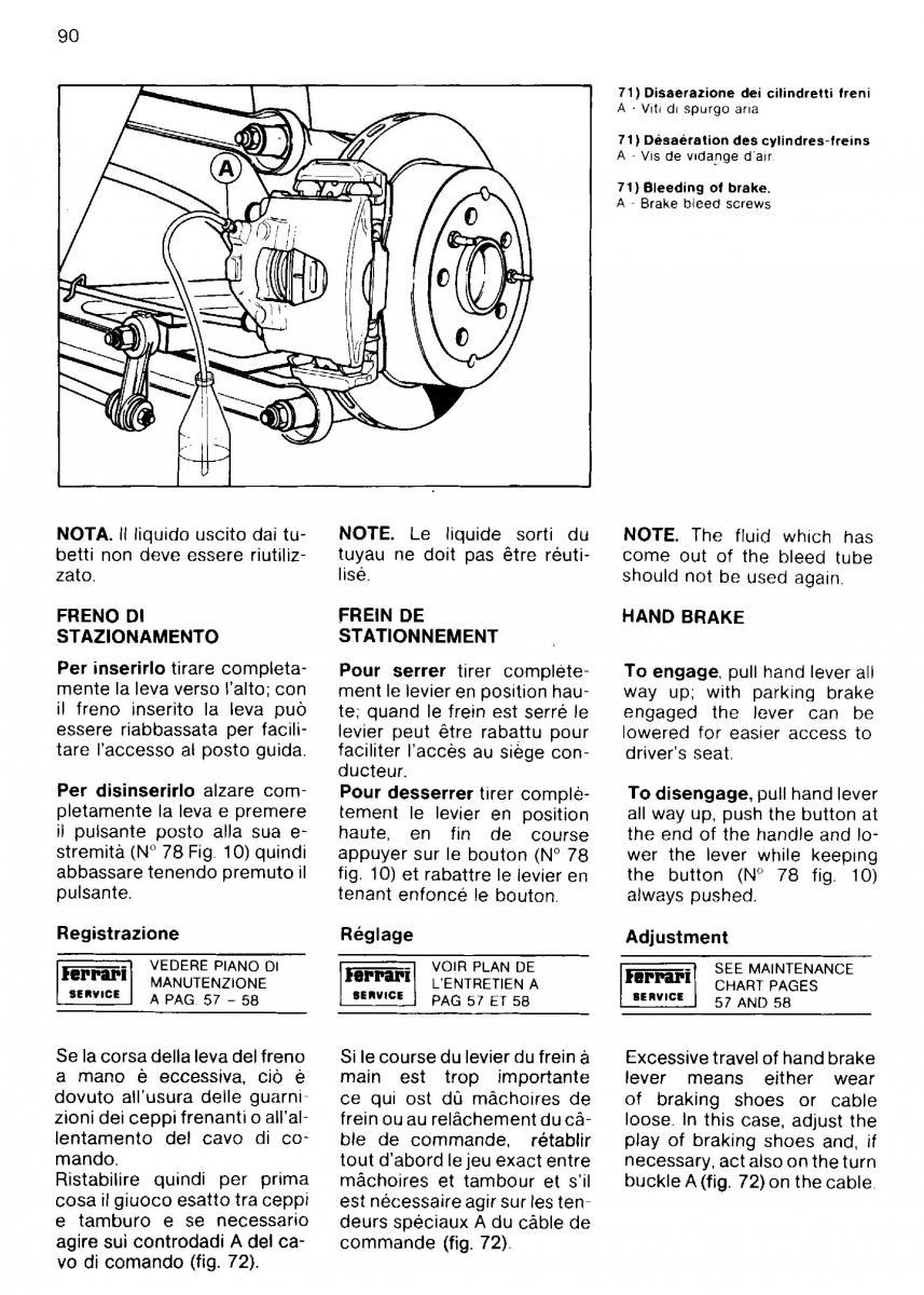 Ferrari Mondial Quattrovalvole manuel du proprietaire / page 89