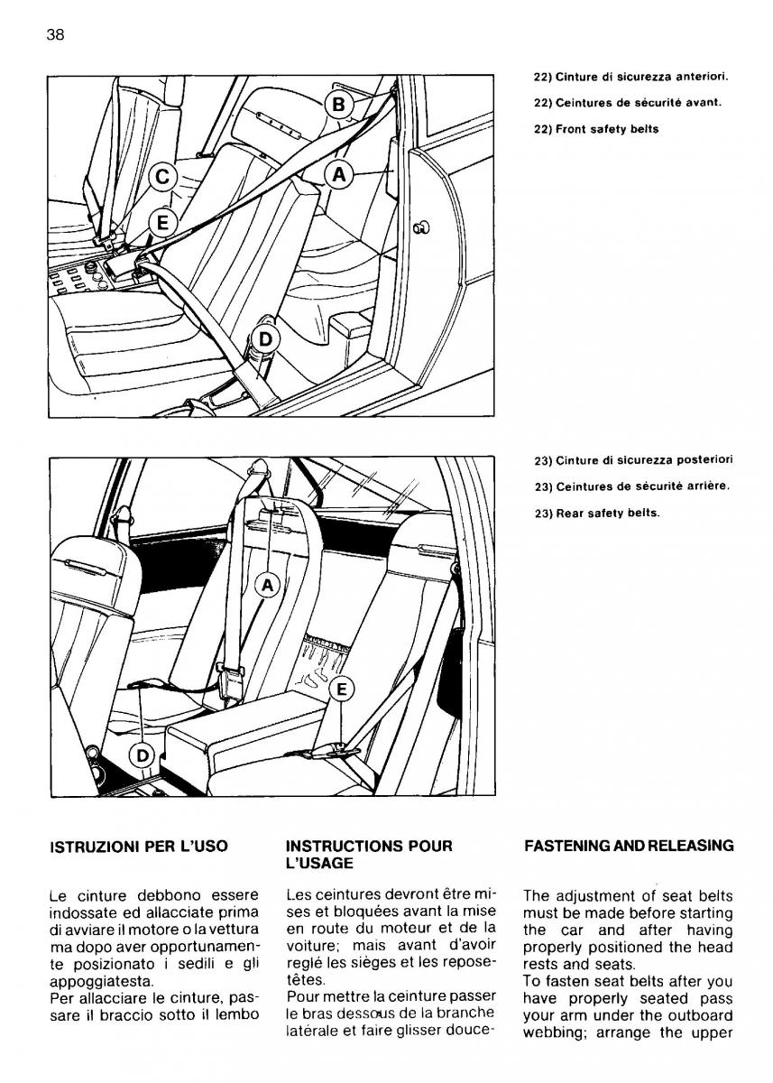 Ferrari Mondial Quattrovalvole manuel du proprietaire / page 38