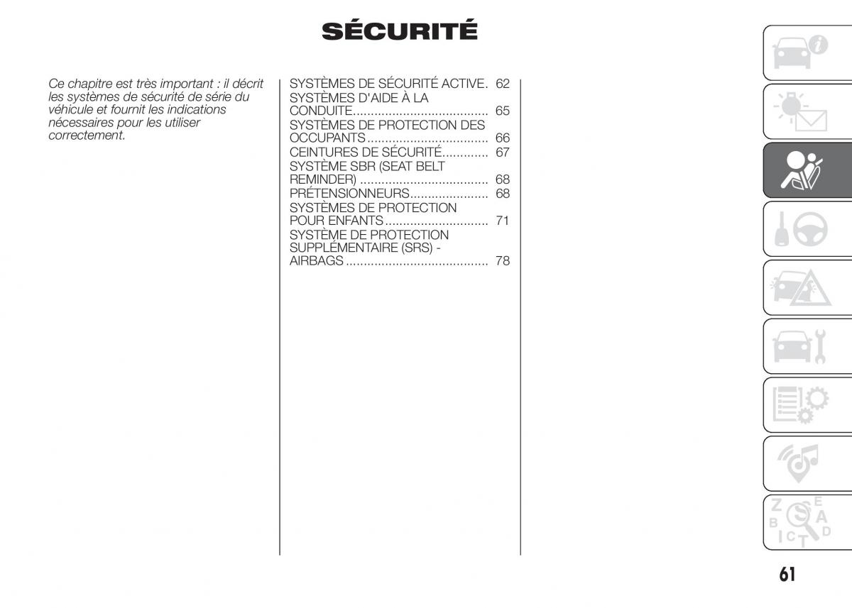 Fiat Punto III 3 manuel du proprietaire / page 63