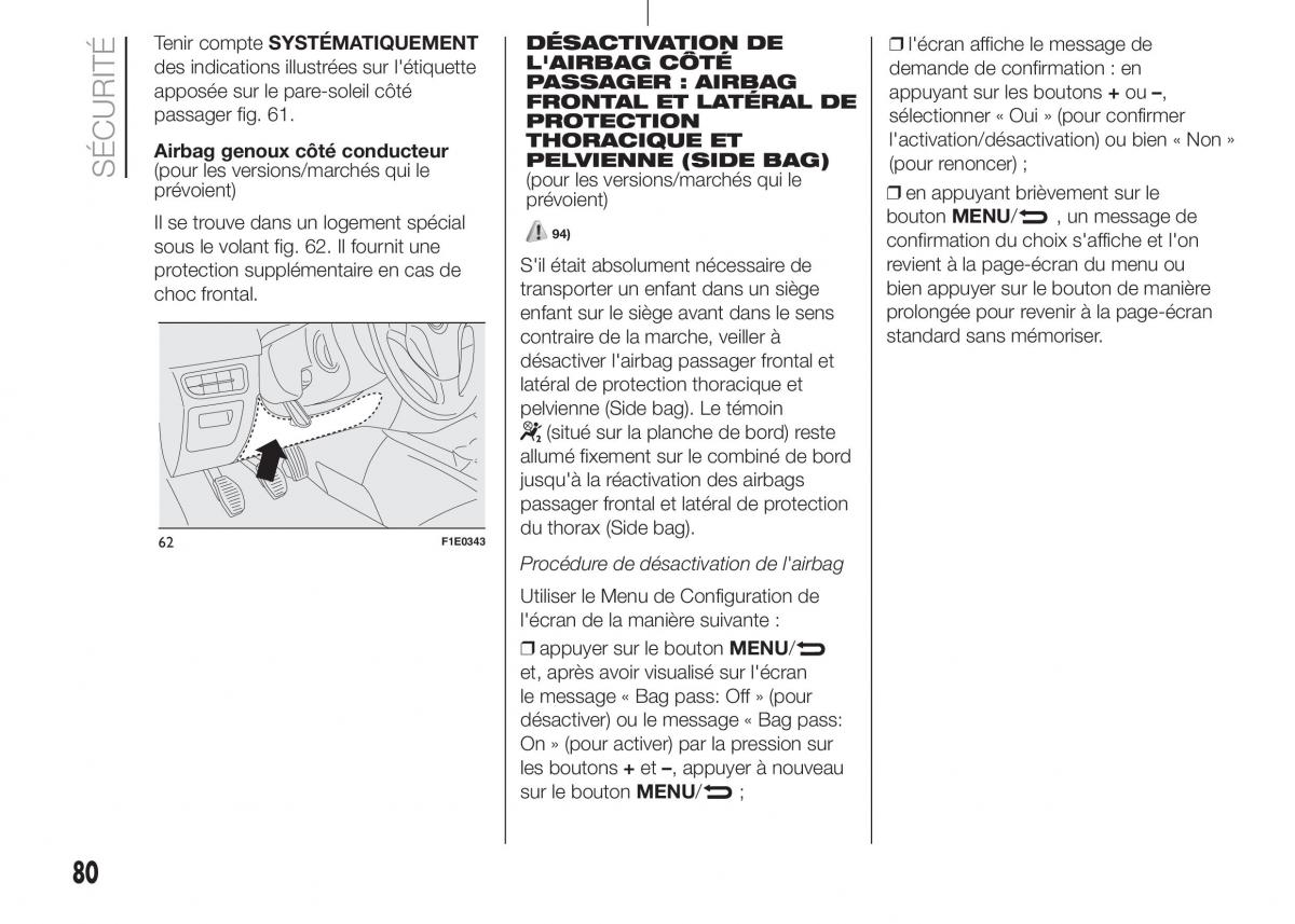 Fiat Punto III 3 manuel du proprietaire / page 82