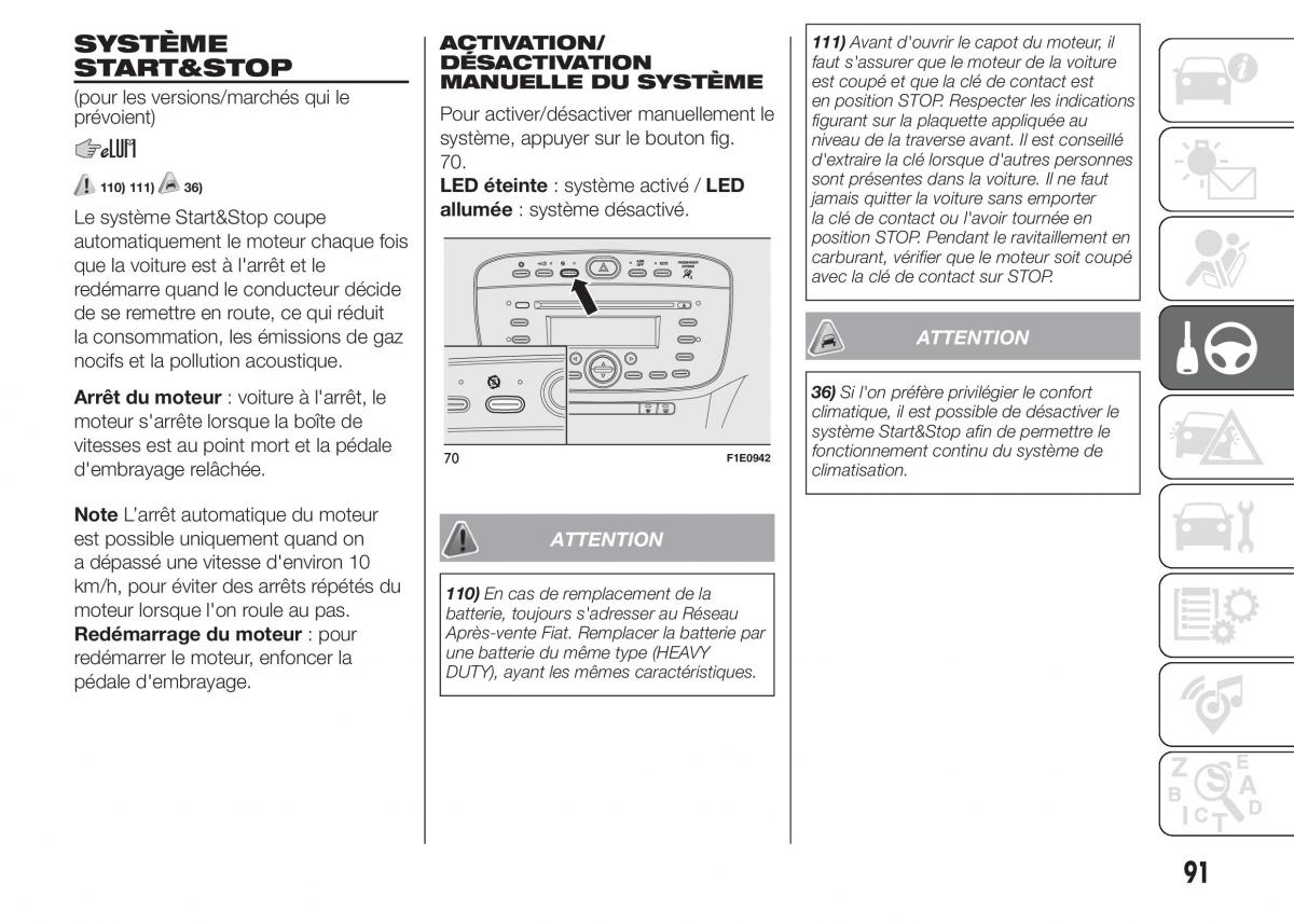 Fiat Punto III 3 manuel du proprietaire / page 93