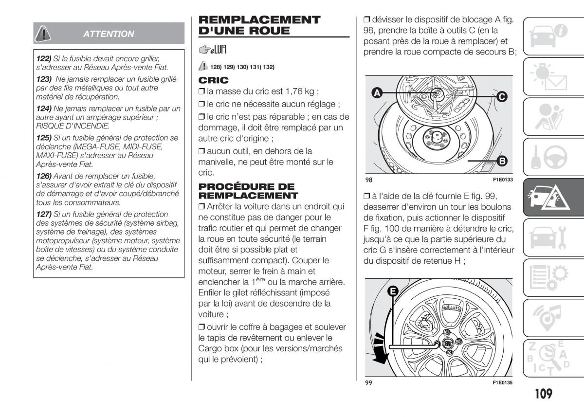 Fiat Punto III 3 manuel du proprietaire / page 111