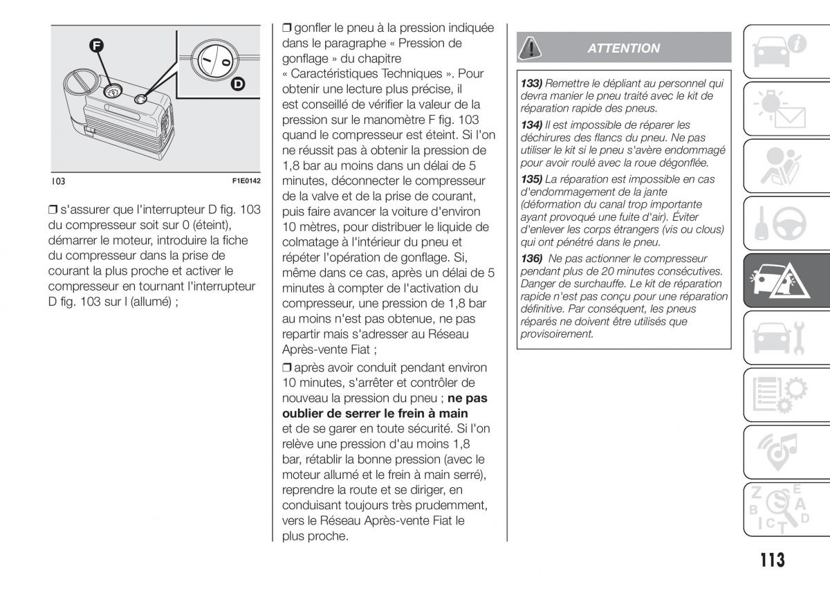 Fiat Punto III 3 manuel du proprietaire / page 115