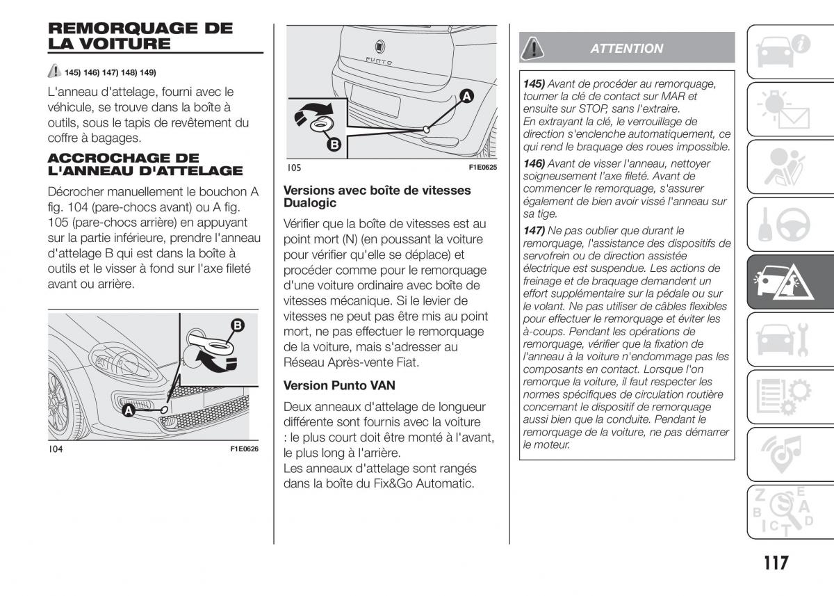 Fiat Punto III 3 manuel du proprietaire / page 119