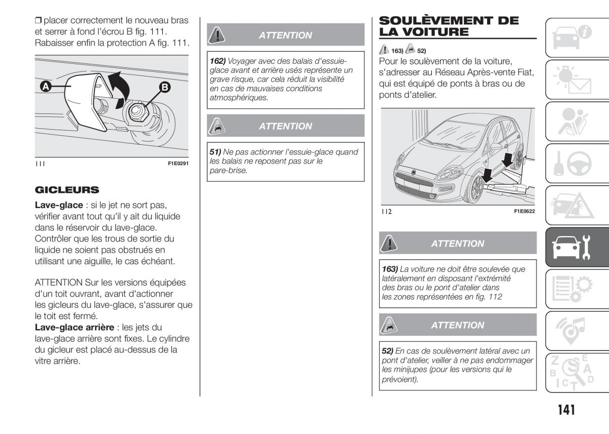 Fiat Punto III 3 manuel du proprietaire / page 143