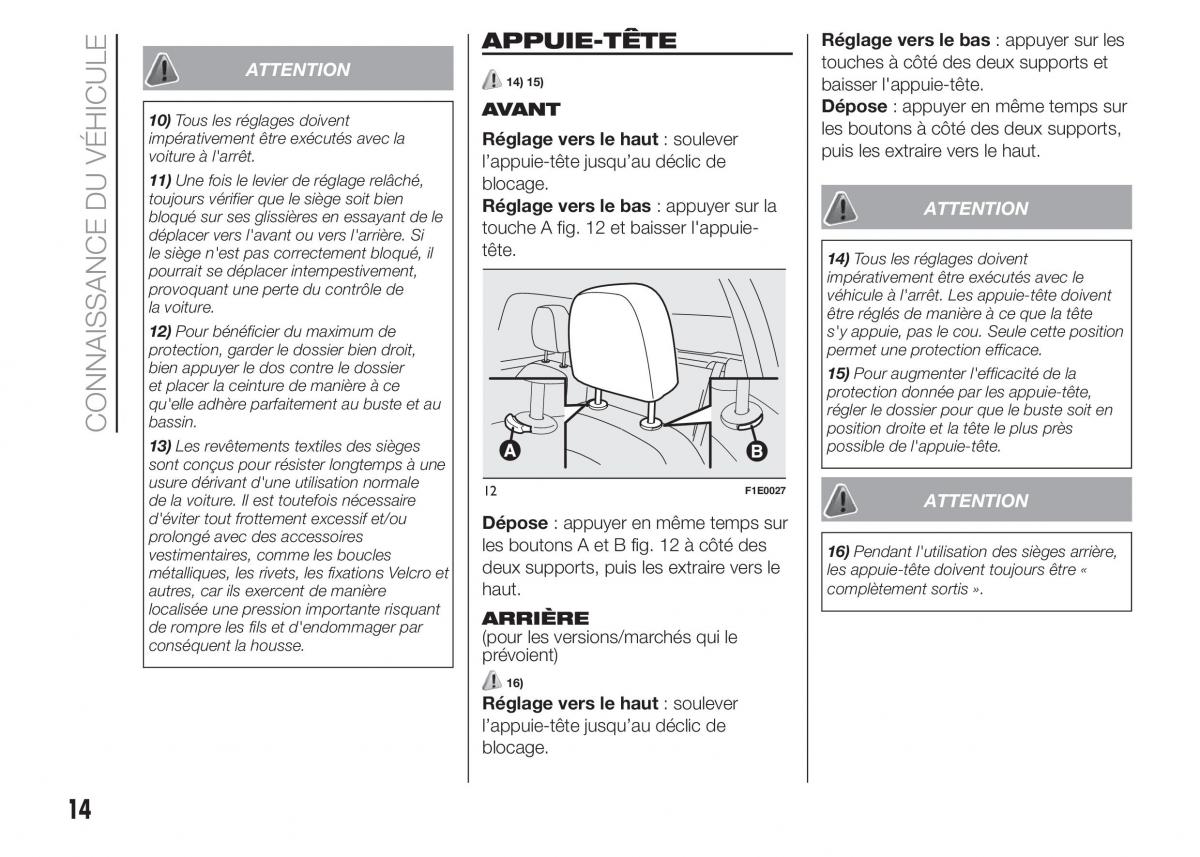 Fiat Punto III 3 manuel du proprietaire / page 16