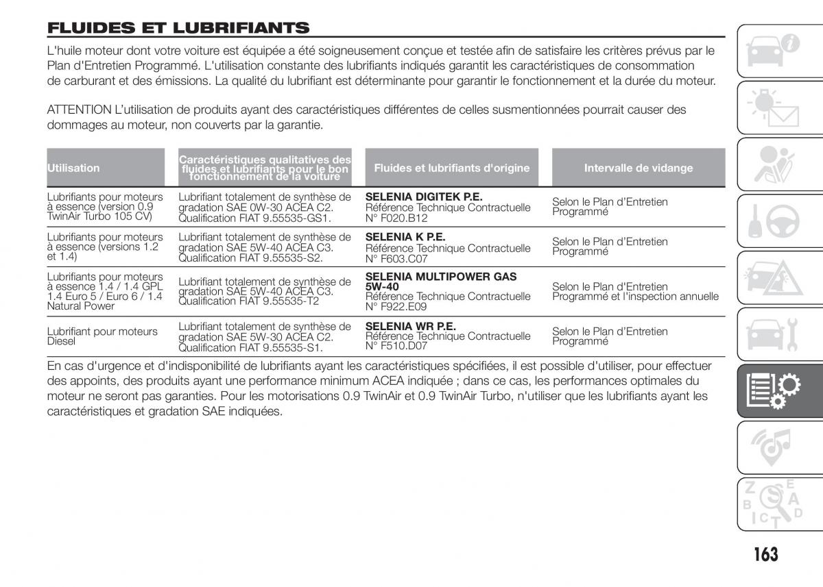 Fiat Punto III 3 manuel du proprietaire / page 165