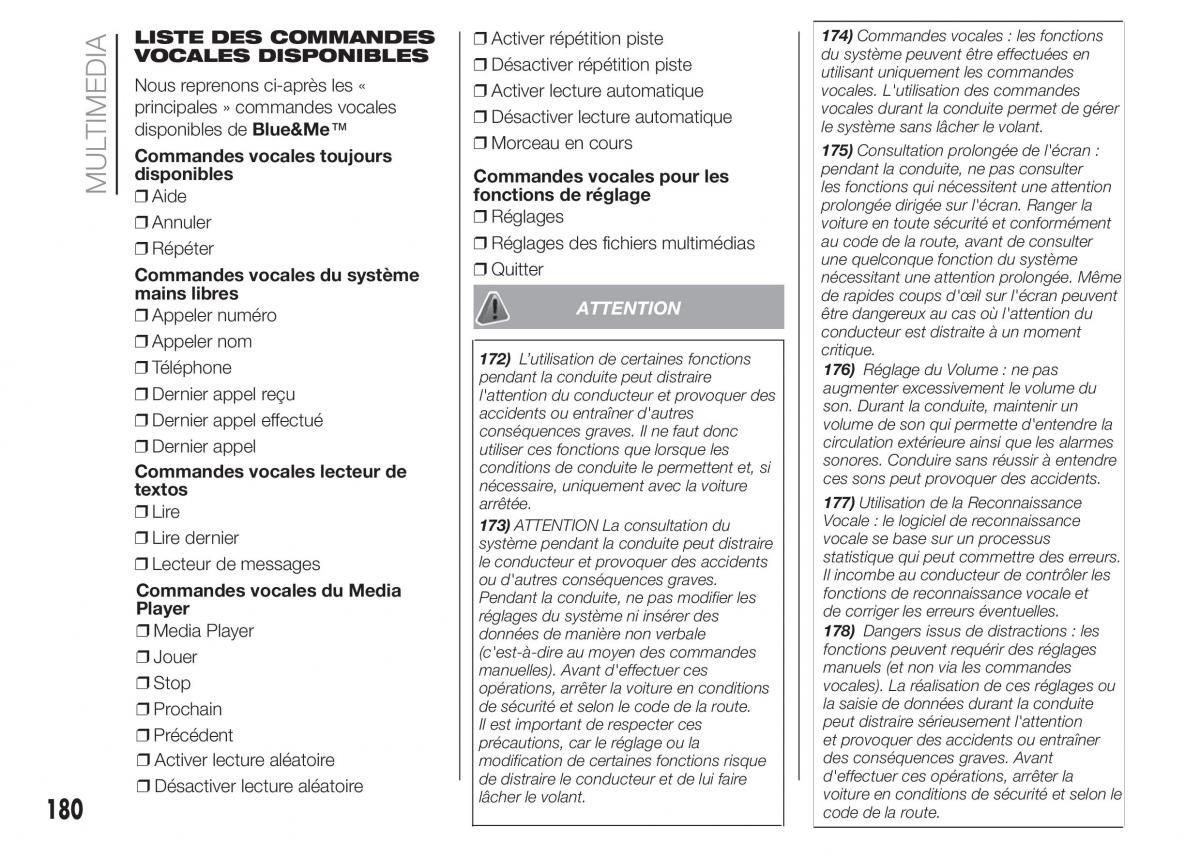 Fiat Punto III 3 manuel du proprietaire / page 182