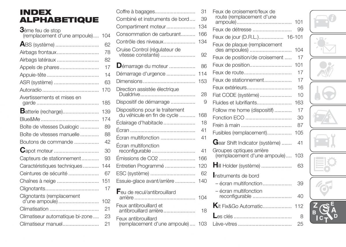 Fiat Punto III 3 manuel du proprietaire / page 189