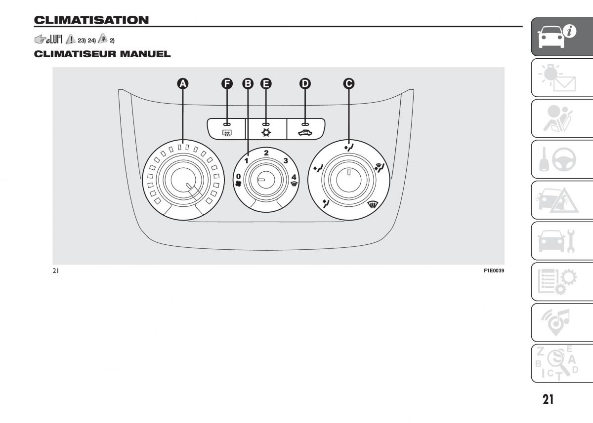 Fiat Punto III 3 manuel du proprietaire / page 23