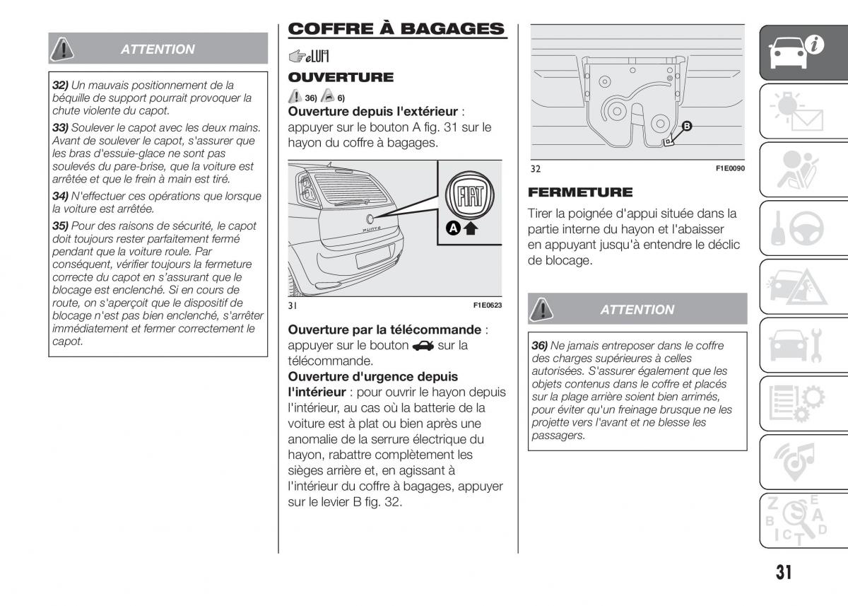 Fiat Punto III 3 manuel du proprietaire / page 33