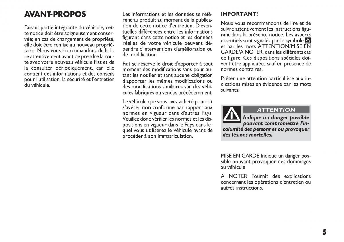 Fiat Sedici manuel du proprietaire / page 6