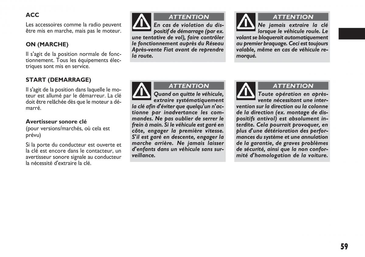 Fiat Sedici manuel du proprietaire / page 60