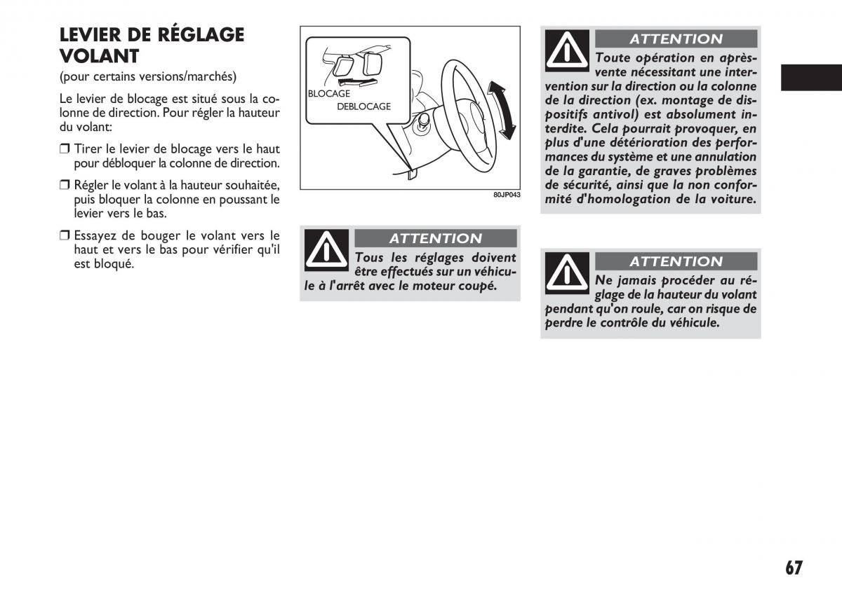 Fiat Sedici manuel du proprietaire / page 68